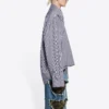 Cămașă cu mâneci lungi în dungi FW21, albastru închis 663034TIM368502