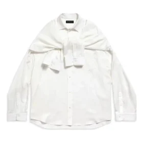 Cămașă cu mâneci înnodate, oversized „White” 768553TPO359000