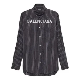 Cămașă cu nasturi și logo cu dungi pe piept „Black” 583989TGM041070