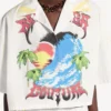Cămașă de bowling pentru femei cu imprimeu tie-dye extrem, în alb/galben