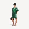 Cămașă de bărbați cu mâneci scurte, în stil „tie-dye” extrem, în culorile verde/alb