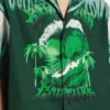 Cămașă de bărbați cu mâneci scurte, în stil „tie-dye” extrem, în culorile verde/alb