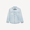 Cămașă din denim cu mâneci lungi pentru bărbați, de culoare albastru deschis