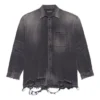 Cămașă din denim rupt pentru bărbați, colecția SS21, negru 657610TBP191090
