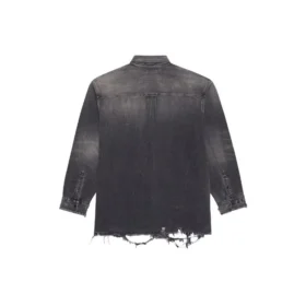 Cămașă din denim rupt pentru bărbați, colecția SS21, negru 657610TBP191090