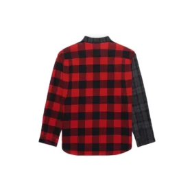 Cămașă din flanelă în carouri patchwork „Red Black” 647364TJM136167