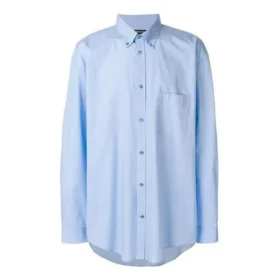 Cămașă din poplin de bumbac cu logo pe spate „Albastru deschis” 508465TWB044850