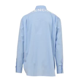 Cămașă din poplin de bumbac cu logo pe spate „Albastru deschis” 508465TWB044850
