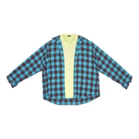 Cămașă și tricou cu imprimeu în carouri Trompe L’oeil „Albastru-Galben Neon” 699371TMM116305 Cămașă și tricou cu imprimeu în carouri Trompe L’oeil „Albastru-Galben Neon” 699371TMM116305