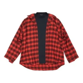Cămașă și tricou cu imprimeu în carouri „Trompe L’oeil” „Red Navy” 699371TNM256167 Cămașă și tricou cu imprimeu în carouri „Trompe L’oeil” „Red Navy” 699371TNM256167