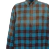 Cămașă oversized din flanel cu mâneci lungi și imprimeu în carouri „Blue Red” 715030TMM116305