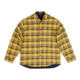 Cămașă oversized reversibilă cu carouri „Yellow Blue” 720105TNM277660