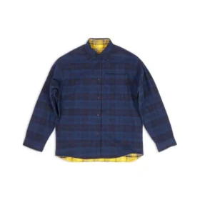 Cămașă oversized reversibilă cu carouri „Yellow Blue” 720105TNM277660