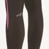 Colanți techwear pentru femei în nuanțe de maro kaki/roz neon