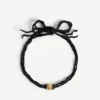 Colier tip choker pentru femei, cu panglică nano, în negru/auriu strălucitor