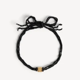 Colier tip choker pentru femei, cu panglică nano, în negru/auriu strălucitor