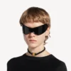 Colier tip choker pentru femei, cu panglică nano, în negru/auriu strălucitor