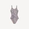 Costum de baie pentru femei cu imprimeu de piton, în nuanță bej