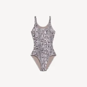 Costum de baie pentru femei cu imprimeu de piton, în nuanță bej