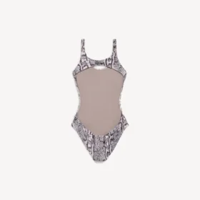 Costum de baie pentru femei cu imprimeu de piton, în nuanță bej