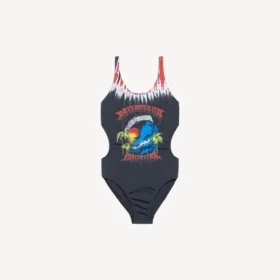 Costum de baie pentru femei cu imprimeu tie-dye extrem, negru