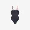 Costum de baie pentru femei cu imprimeu tie-dye extrem, negru