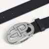 Curea ovală BB pentru bărbați, de culoare neagră