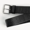 Curele pentru bărbați cu logo în relief, de culoare neagră