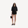 Fustă-pantalon mini croită pentru femei, de culoare neagră