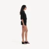 Fustă-pantalon mini croită pentru femei, de culoare neagră