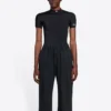 FW21 cu imprimeu alfabetic cu logo, croială slim, mânecă scurtă, negru 6617524B0B11077
