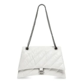 Geantă Crush cu lanț mediu, matlasată „Optic White” 716393210J09001