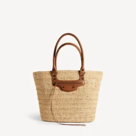 Geantă de mână Le City Basket pentru femei, mărime medie, în nuanța natural/camel