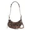 Geantă de umăr Le Cagole Xs metalizată „Brown” 6713090GT3Y2564