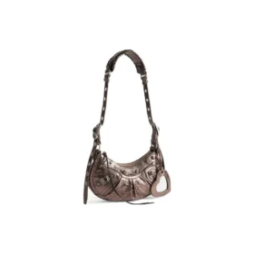 Geantă de umăr Le Cagole Xs metalizată „Brown” 6713090GT3Y2564