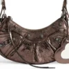 Geantă de umăr Le Cagole Xs metalizată „Brown” 6713090GT3Y2564