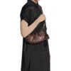 Geantă de umăr Le Cagole Xs metalizată „Brown” 6713090GT3Y2564