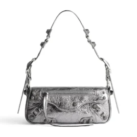 Geantă de umăr Le Cagole Xs metalizată „Silver” 7716700GT3Y8103
