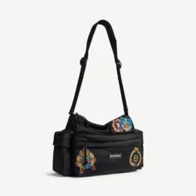 Geantă de weekend pentru bărbați, model Explorer, cu multiple buzunare, mică, în negru/multicolor