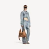 Geantă hobo Le City pentru femei, dimensiune medie, culoare camel