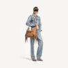 Geantă hobo Le City pentru femei, dimensiune medie, culoare camel