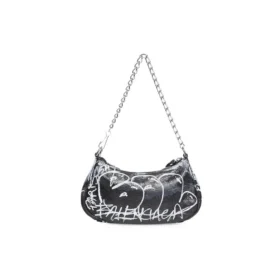 Geantă mini Le Cagole cu lanț și graffiti „Black” 695814210G61090
