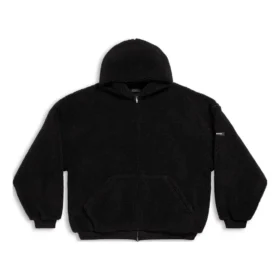 Haină de exterior cu glugă și fermoar, hanorace oversized „Black” 768694TKQ261000