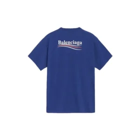 Hanorac Balenciaga pentru bărbați, cu imprimeu de Political Campaign, mânecă scurtă, albastru regal 508203TAV444540