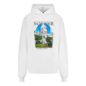 Hanorac Balenciaga pentru bărbați, cu imprimeu peisaj, alb, croială largă 641679TJVH99000