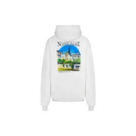 Hanorac Balenciaga pentru bărbați, cu imprimeu peisaj, alb, croială largă 641679TJVH99000