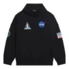 Hanorac bărbătesc Balenciaga x NASA FW21 cu logo crossover, din bumbac, clasic, cu glugă, croi larg, mâneci lungi, negru 651799TKVD81070
