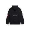 Hanorac bărbătesc Balenciaga x NASA FW21 cu logo crossover, din bumbac, clasic, cu glugă, croi larg, mâneci lungi, negru 651799TKVD81070