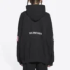 Hanorac bărbătesc Balenciaga x NASA FW21 cu logo crossover, din bumbac, clasic, cu glugă, croi larg, mâneci lungi, negru 651799TKVD81070