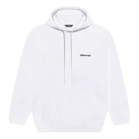 Hanorac casual cu glugă Balenciaga pentru bărbați, din bumbac pur, alb 570811TJV859040